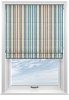 Santorini Stripe, Ocean - Roman Blind